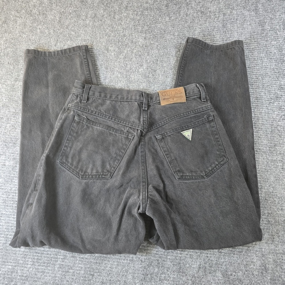 Vintage Guess Jeans 32 (30x29) BLACK Denim Retro Green Label 90's MADE IN USA